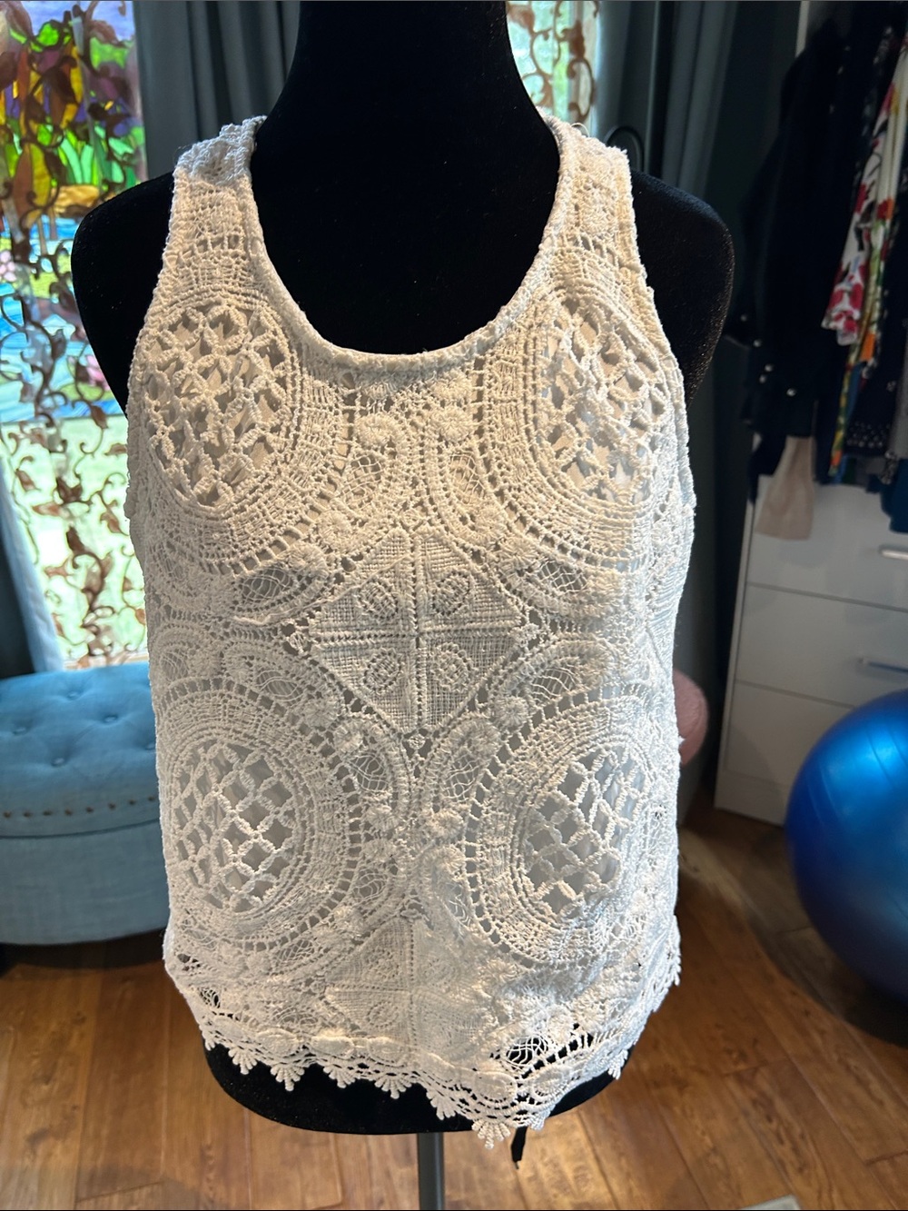 Charlotte Russe White Crochet Lace Tank Top